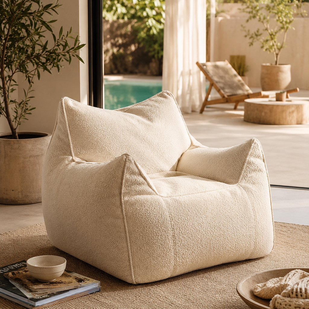 Pouf beige structuré