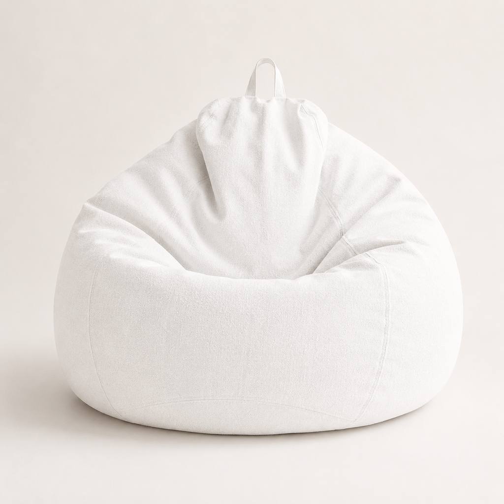Pouf beige en lin et coton