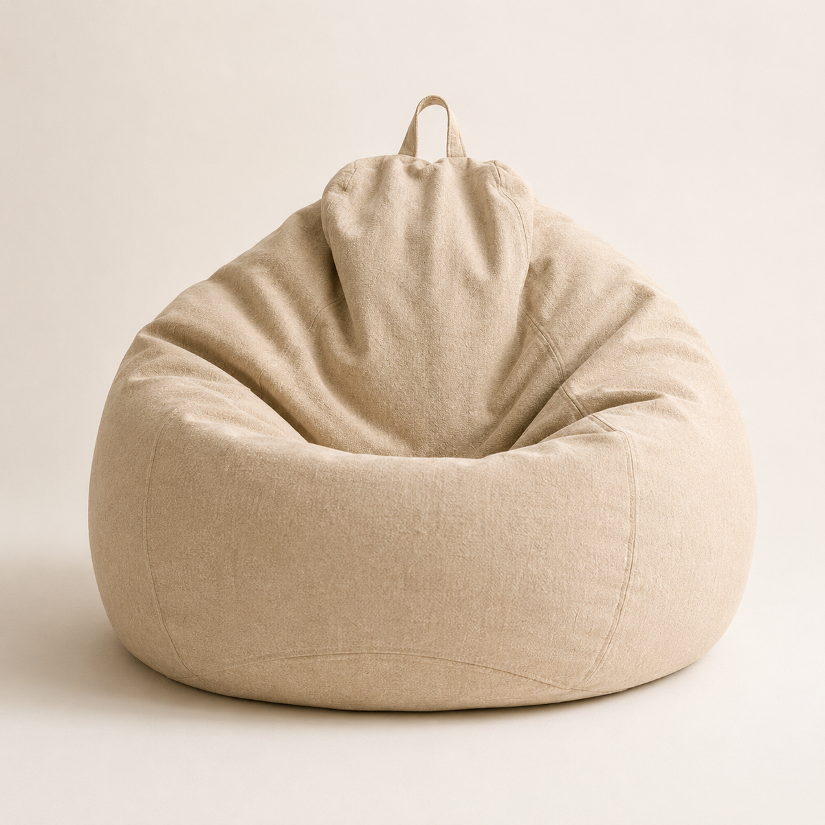 Pouf beige en lin et coton