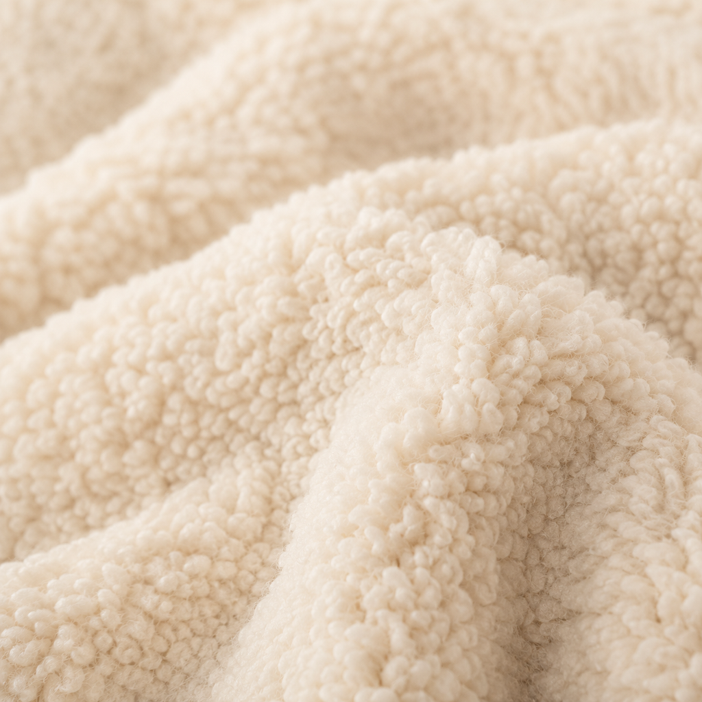 Pouf de salon bouclé écru — Confort personnalisé