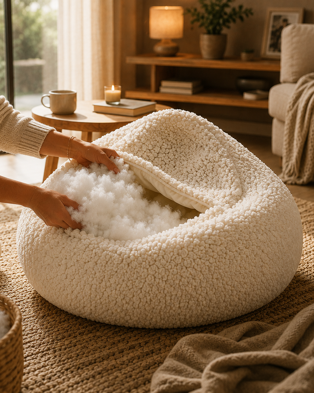 Ajustement du confort du pouf Alba Mowana avec remplissage modulable pour une assise plus enveloppante Image