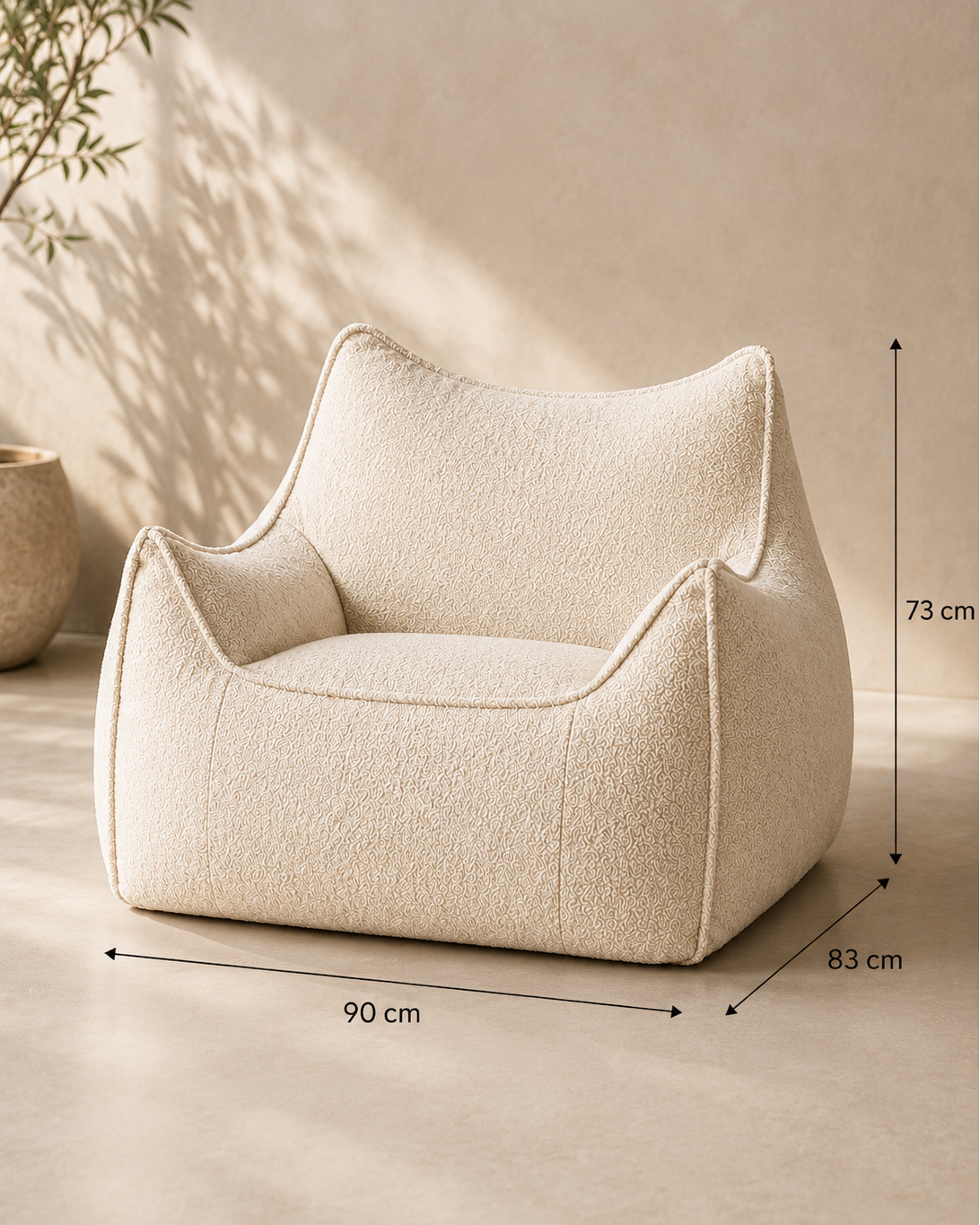 Dimensions du fauteuil pouf sable Mowana format lounge 90 cm Image