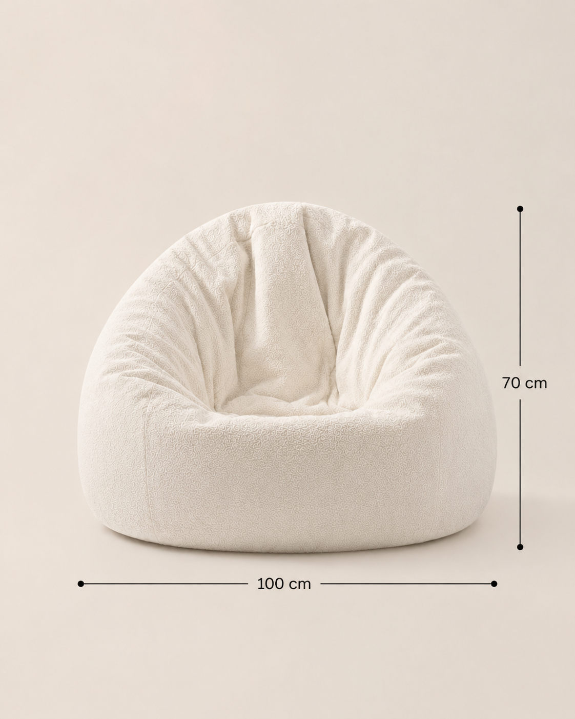 Dimensions du pouf velours nuage Mowana format 90 cm Image
