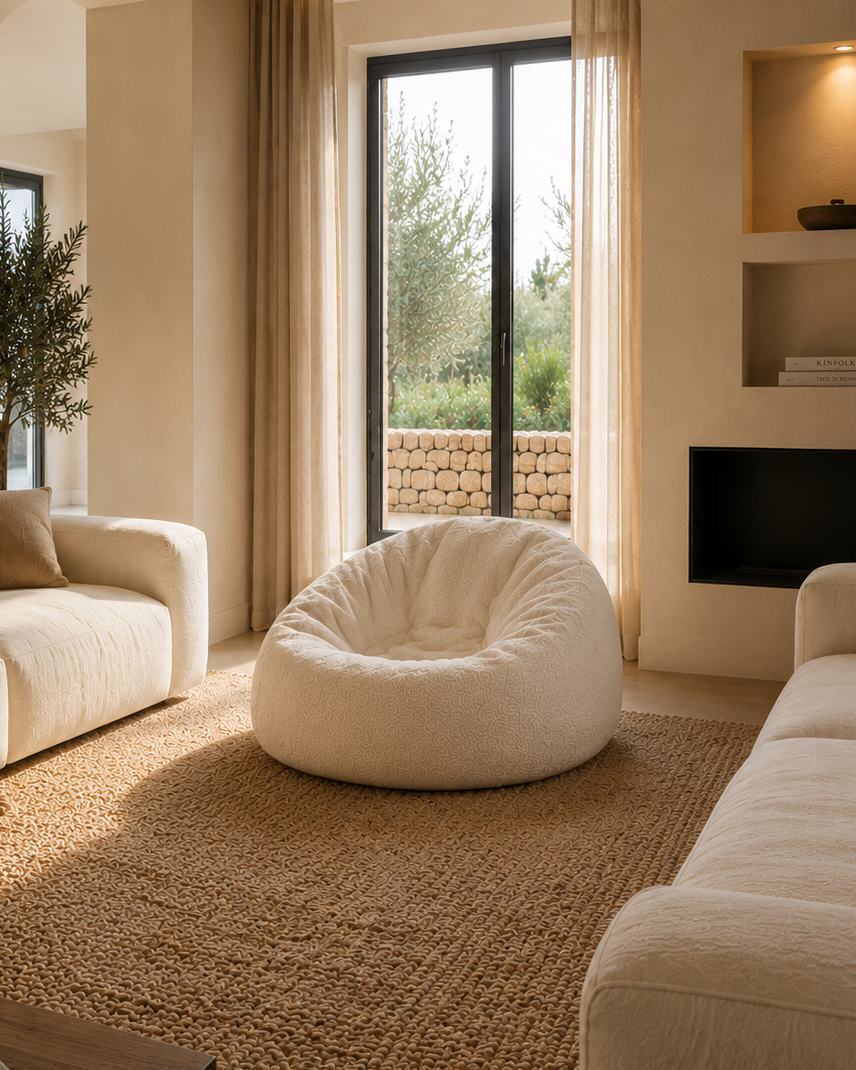 Photo pouf blanc rempli dans le salon Image