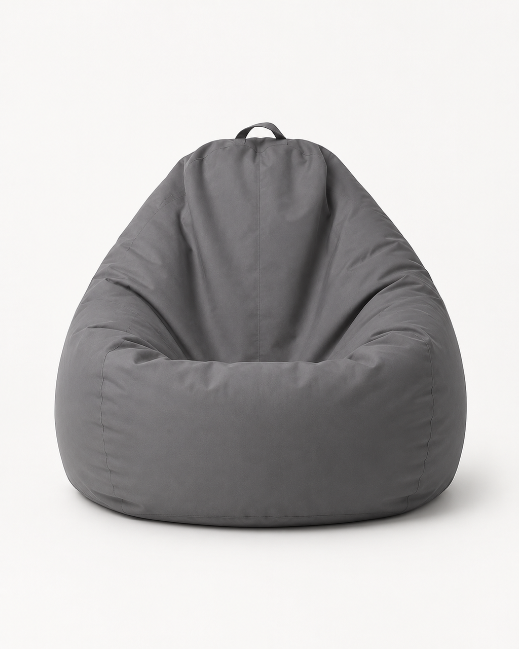 Pouf extérieur gris anthracite Mowana en tissu imperméable avec poignée intégrée sur fond studio clair