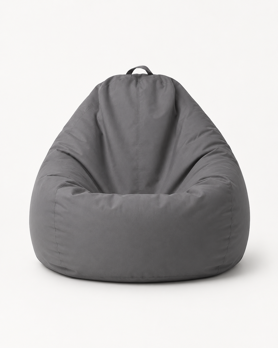 Pouf extérieur gris anthracite Mowana en tissu imperméable avec poignée intégrée sur fond studio clair